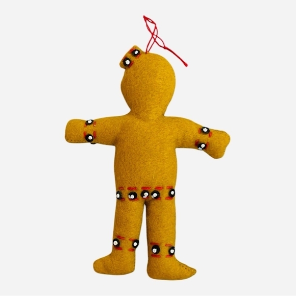 Handmade Ornament Ginger Bread Man Felted Stuffed Christmas Xmas Tree Ornament - Picture 3 of 3